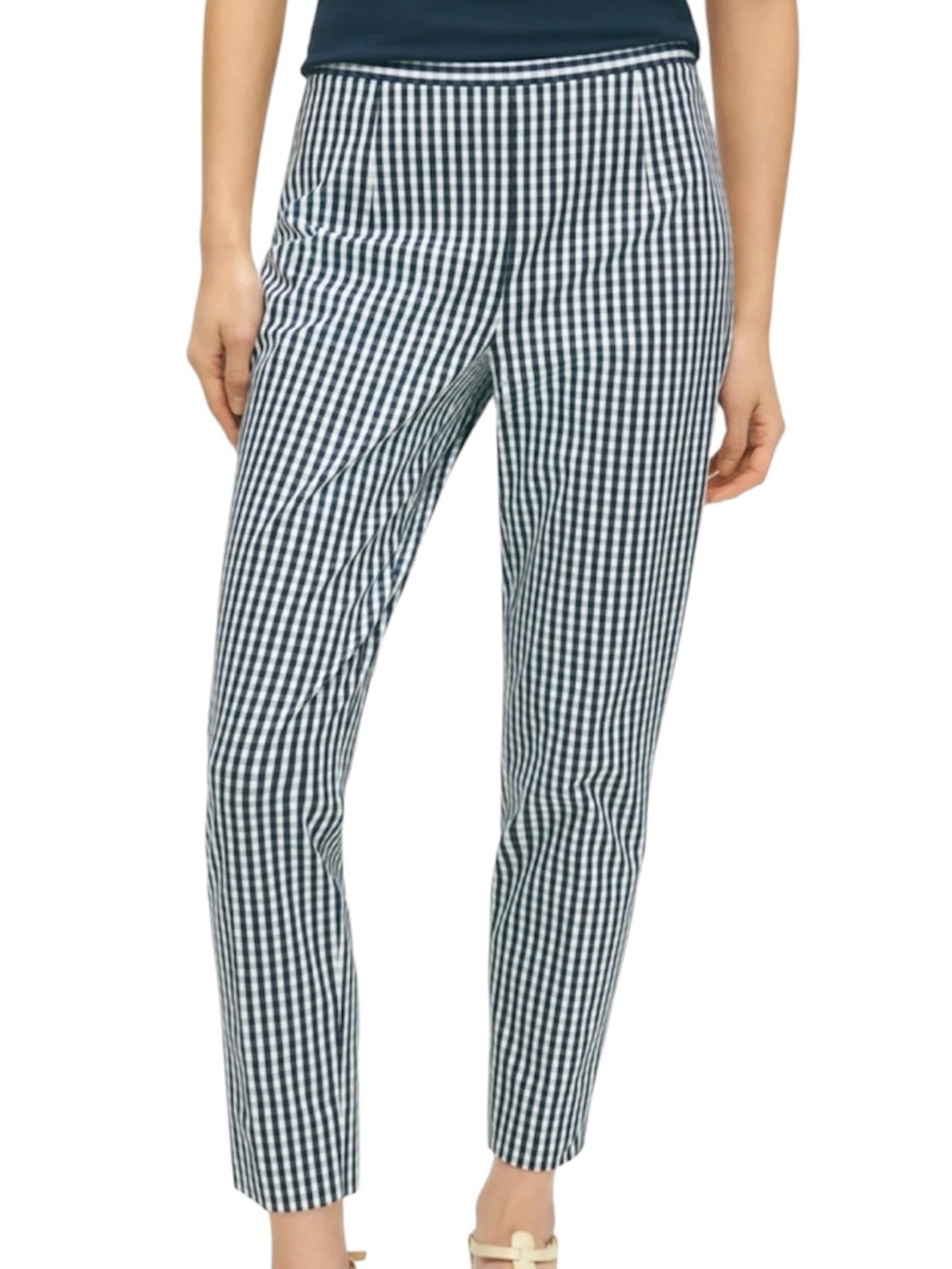 Brooks Brothers Gingham Side Zip Pant Bi Stretch Cotton Twill
